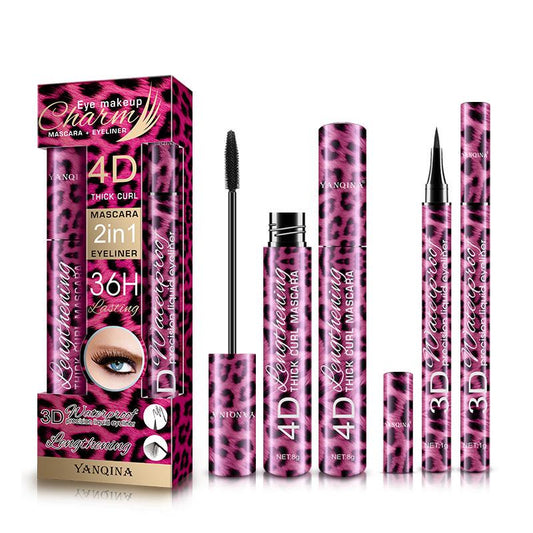 Leopard Mascara Eyeliner Set Waterproof 4D Fiber