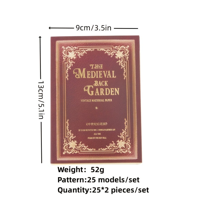 50 Sheets Vintage Retro Art Paper 6 Styles Hand Ledger Backing 3.5x5.1