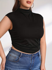  Ribbed Turtle Neck Crop Tank Top