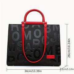Classic Embossed Tote Bag Colorblock Shoulder Satchel Bag