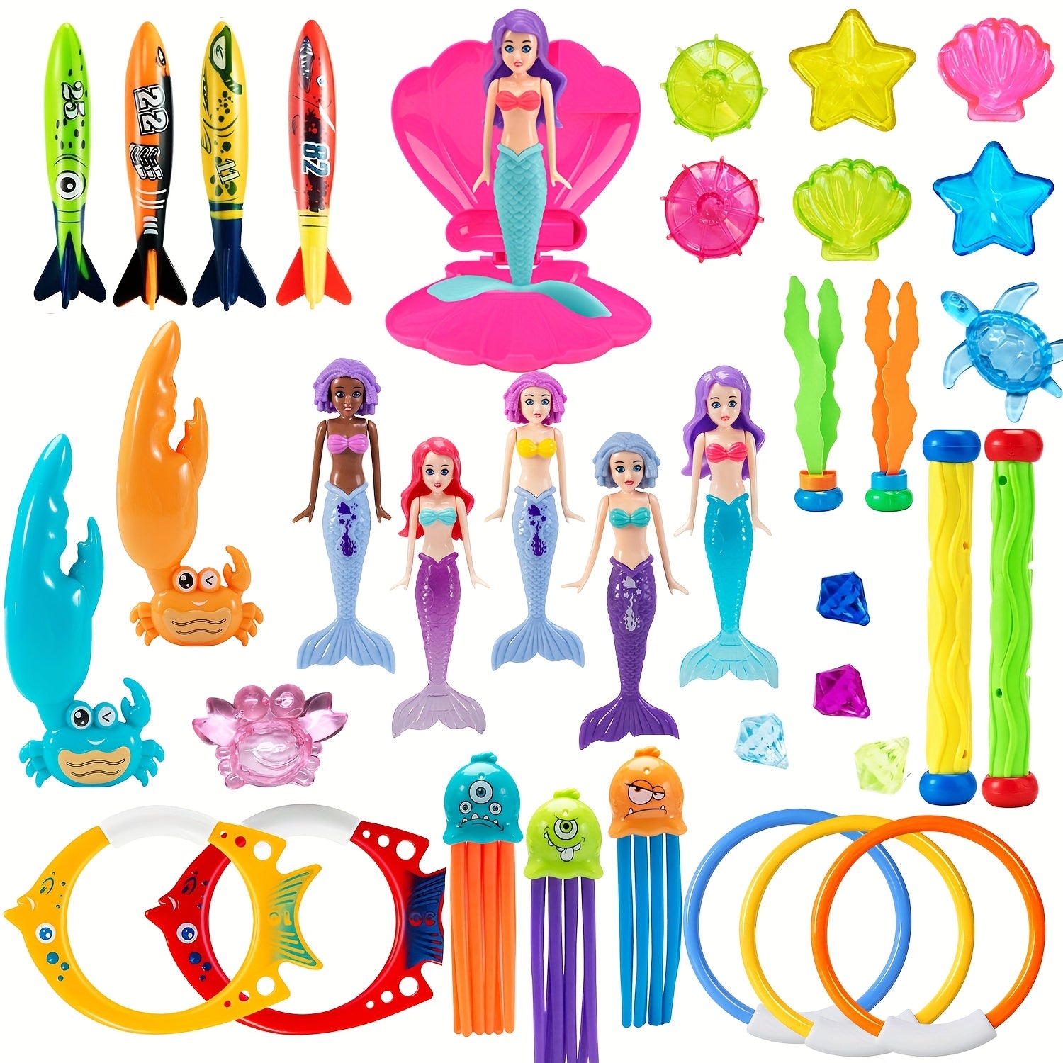 Summer Pool Mermaid Diving Toy Gemstone Bath Toy Swimming Fun