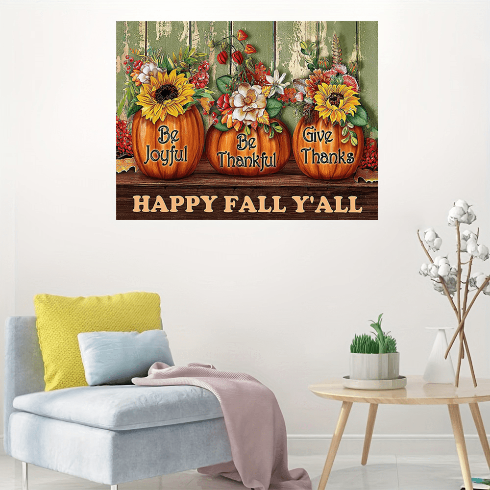 Halloween Pumpkin Flower Canvas Wall Art 30X40cm