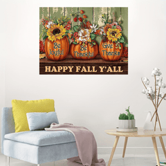 Halloween Pumpkin Flower Canvas Wall Art 30X40cm