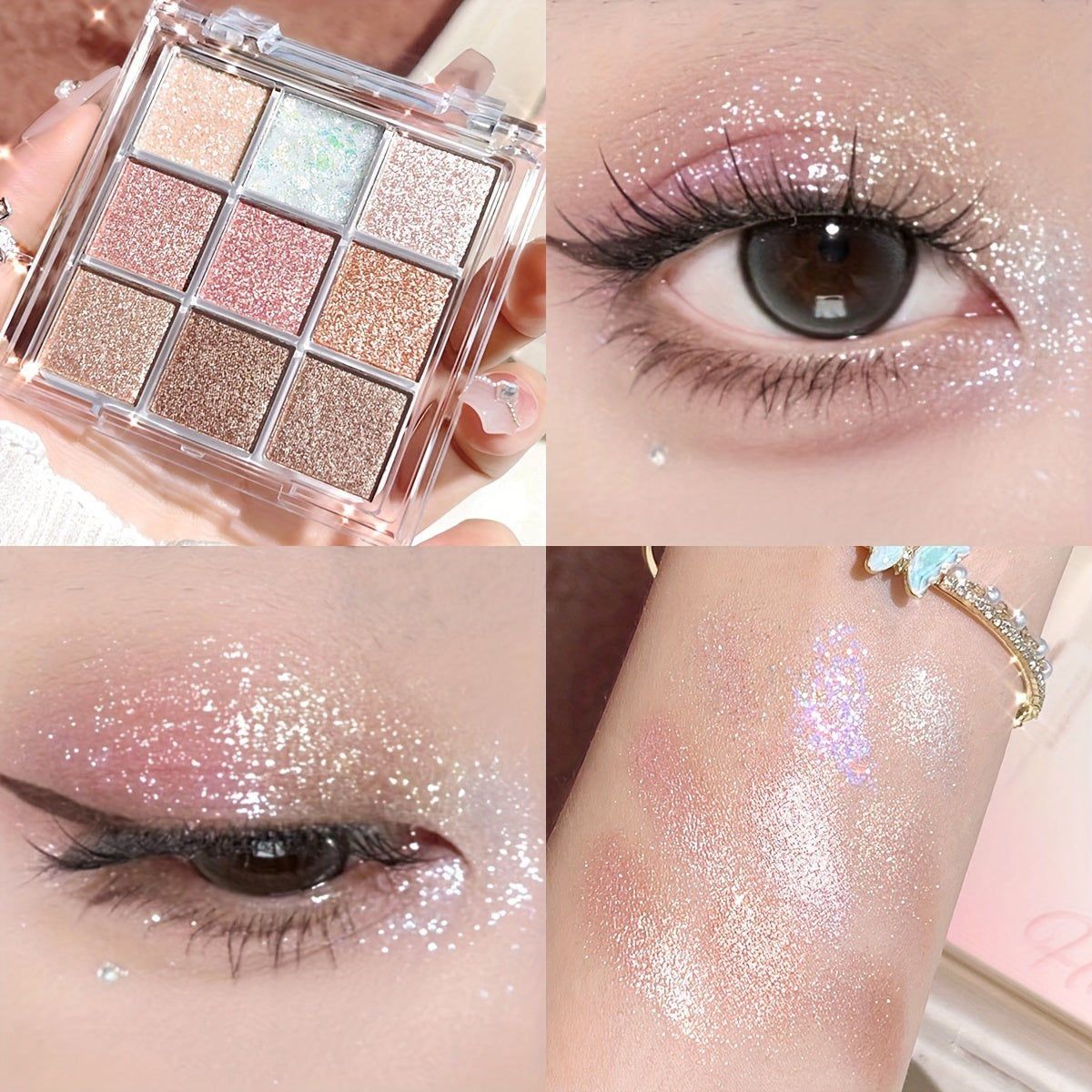 Glitter Eyeshadow Palette - Romantic Rose Tones for Festive Makeup