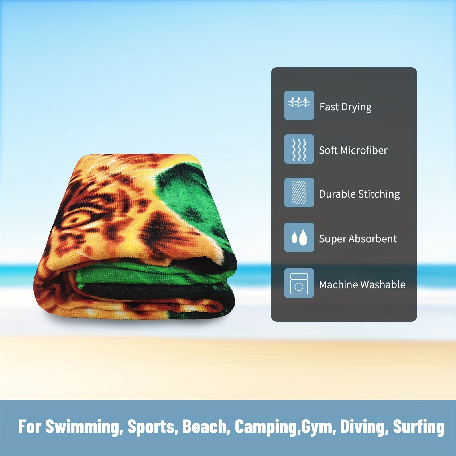 Cartoon Pattern Microfiber Beach Towel - Quick Drying