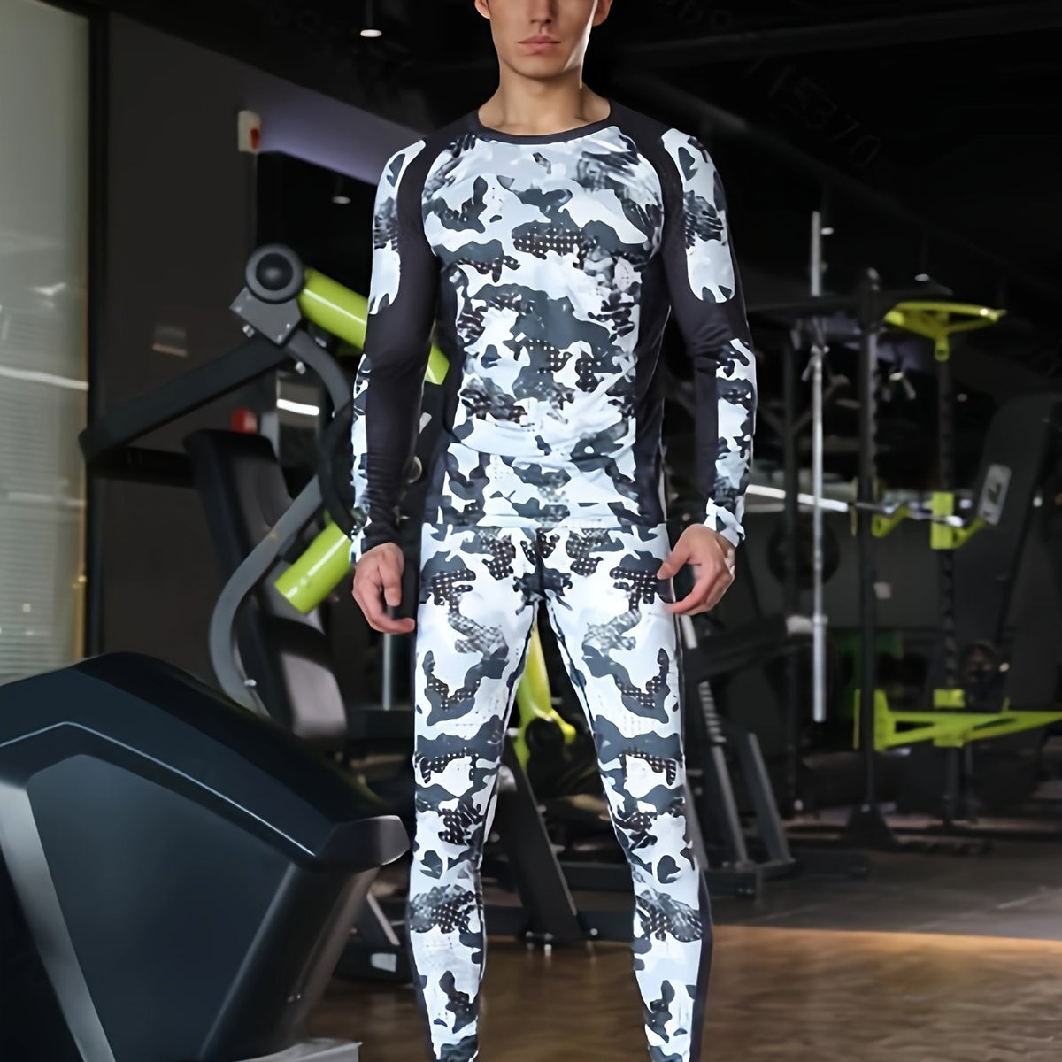 Men's Camo Athletic Tracksuit Long Sleeve Jersey & Leggings