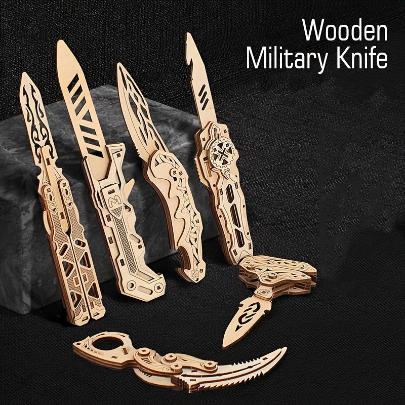 6pcs 3D Wooden Puzzle Kit Model Holiday Gift Craft for Adults & Teens