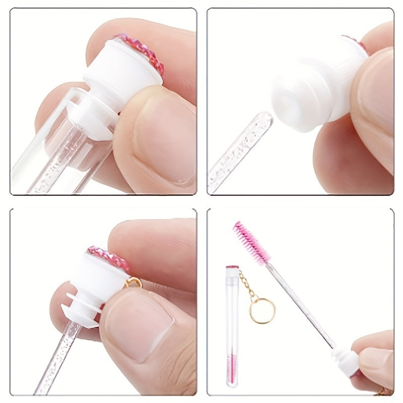 Mascara Wands Crystal Eyelash Spoolies Eyebrow Brush Reusable Key Chain Tube