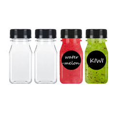 4pcs 4oz Reusable Mini Plastic Juice Bottles with Caps Portable Clear Drink Cont