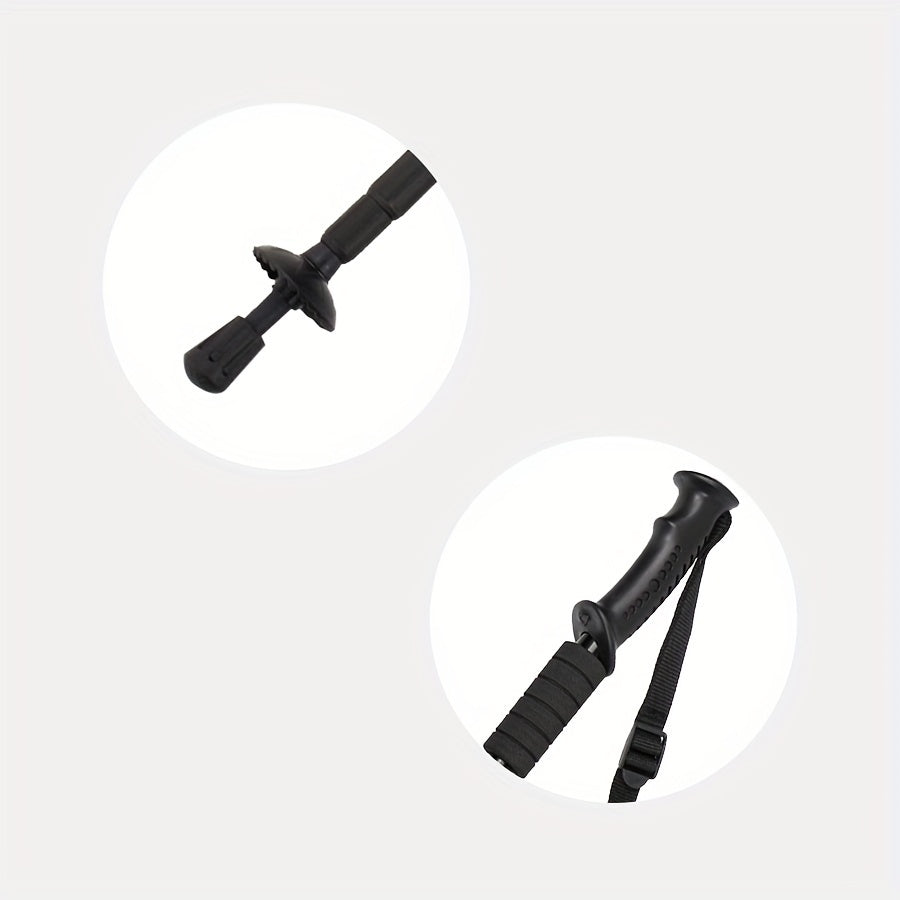 Telescopic Foldable Mountaineering Stick with Straight Handle