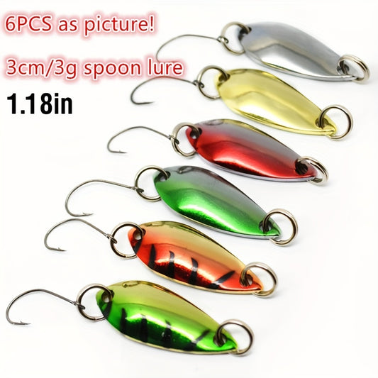 6pcs Single Hook Sequined Metal Fishing Spinner Bait for Grass Carp