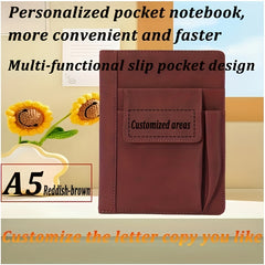 Custom A5 PU Leather Notebook with Personalized Text & Name