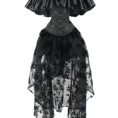 Gothic Jacquard Corset Bustier & Mesh Skirt Set