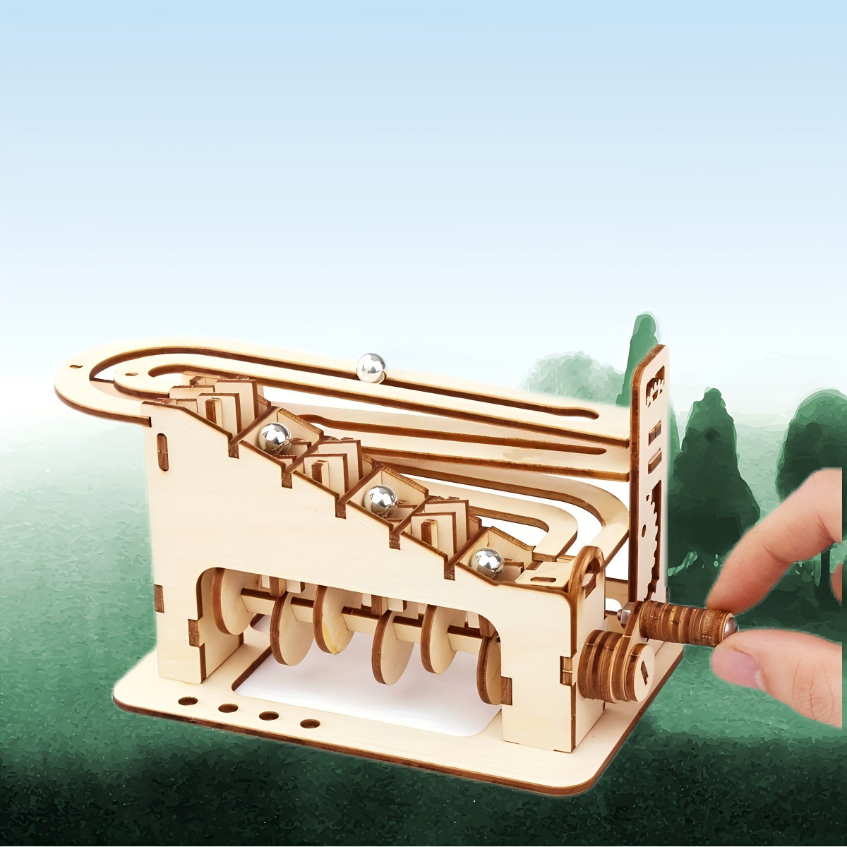 3D Wooden Ball Track Puzzle DIY Mechanical Model Kit - Halloween Gift