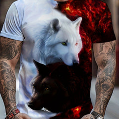 Wolf 3D Digital Pattern Men's Graphic T-shirt Short Sleeve Tops