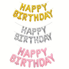 13pcs Birthday Balloon Set Golden Silvery Pink Happy Birthday Party Decoration