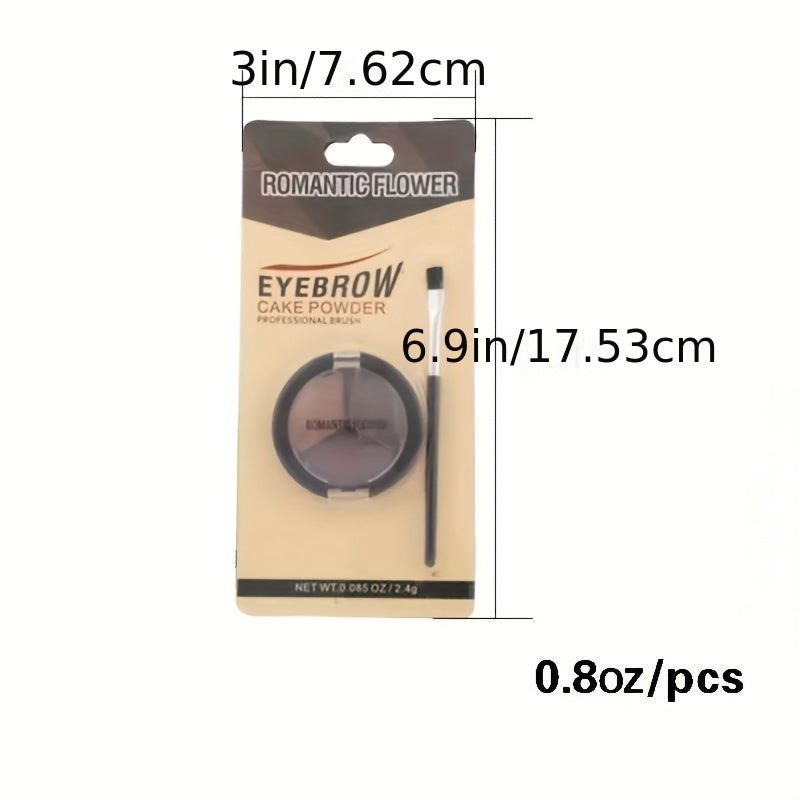 3-Color Eyebrow Powder Set with Brush - Waterproof & Long-Lasting