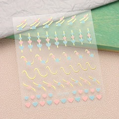 3 Sheets French Line Nail Stickers Self Adhesive Nail Decal