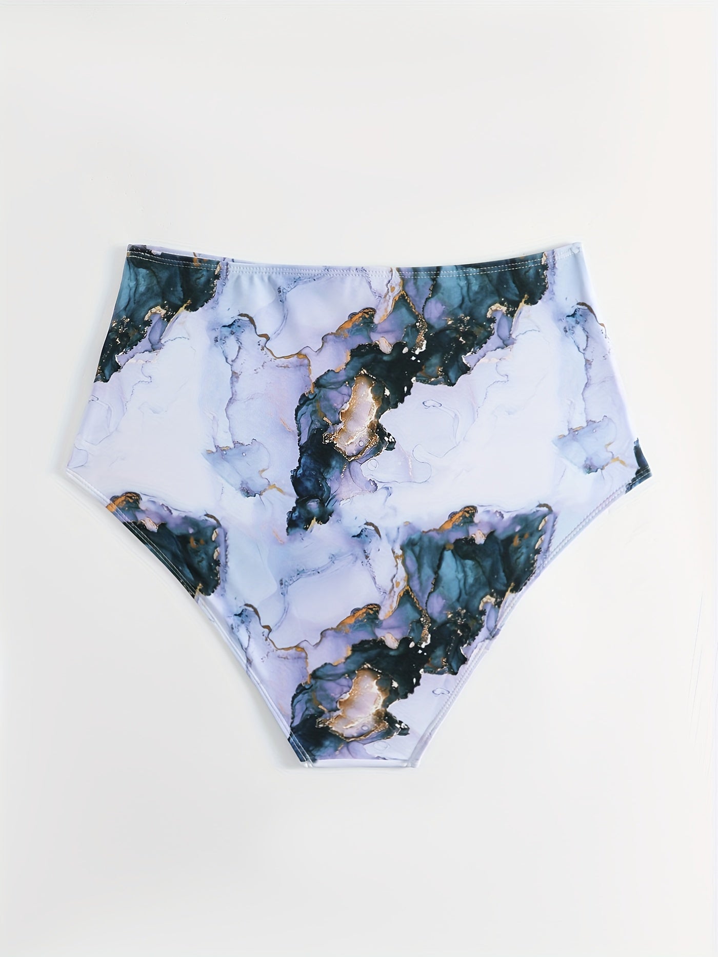  Glitter Marble Print High Waisted Swim Panty