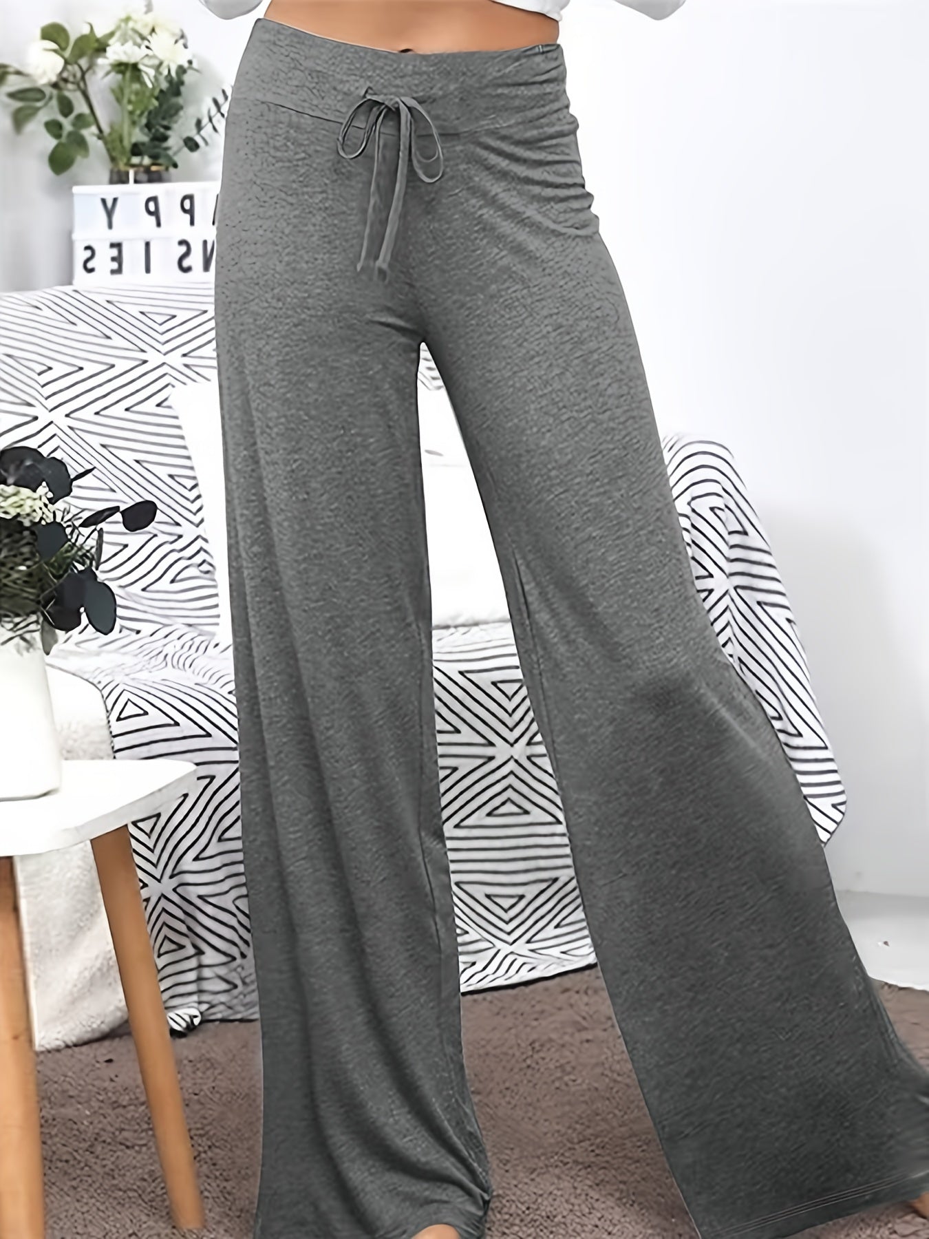  Sports Pants Women's Solid Wide Leg Trousers