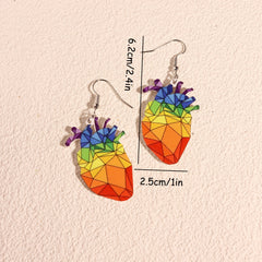 Rainbow Heart Hip Hop Style Earrings