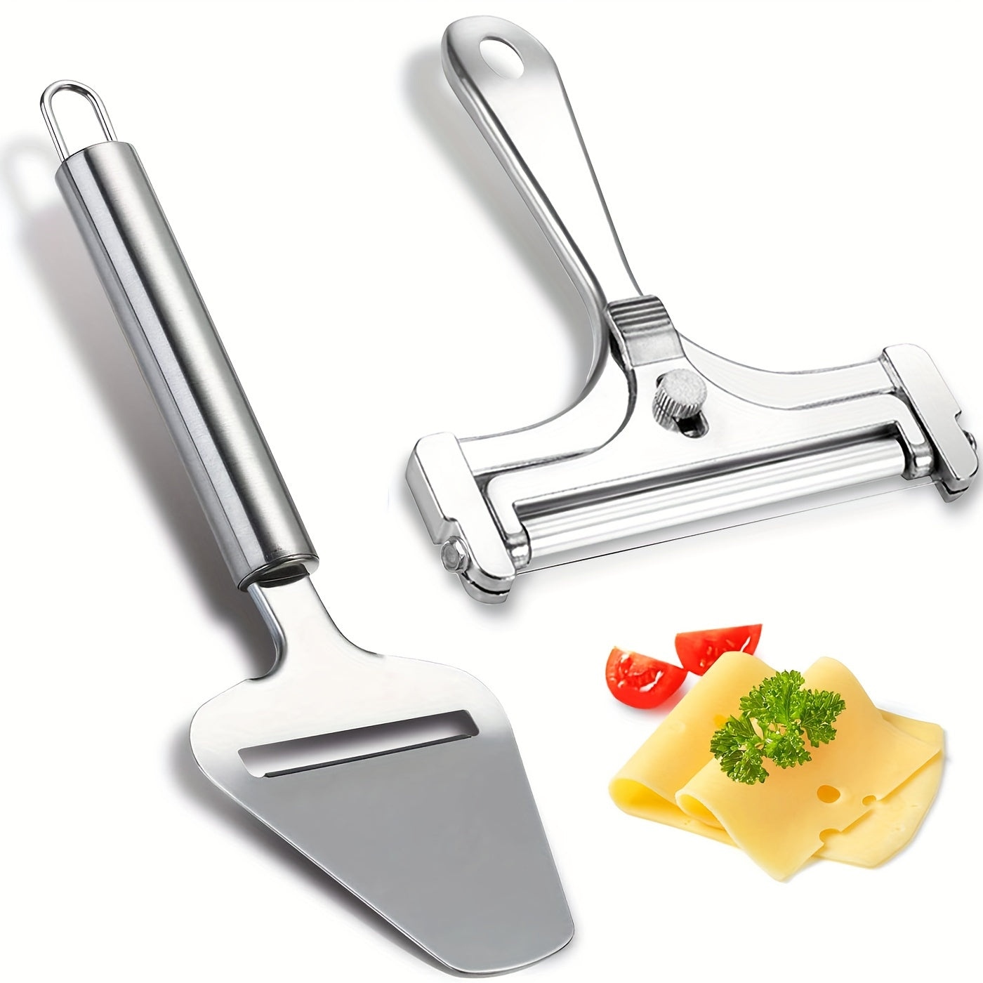 2pcs Stainless Steel Cheese Slicer Adjustable Thickness Cutter