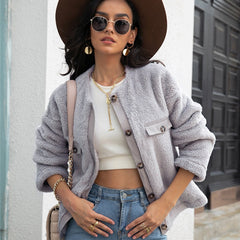 Women's Solid Double Sided Crop Coat