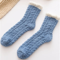 6 7 Pairs Plush Floor Socks Comfy & Soft Mid Tube Socks Women's Stockings