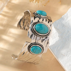 Vintage Bohemian Style Turquoise Iron Egg Open Bracelet