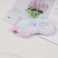 Cartoon Blackout Plush Eyeshade Cat Soft Comfy Blindfold For Travel Rest Nap