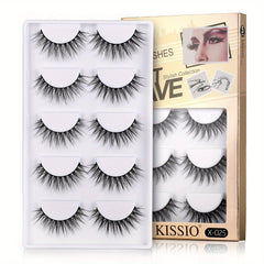 5 Pairs Natural Looking Self Adhesive 3D False Eyelashes, 6 Styles