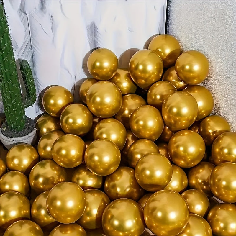 50 Golden Metallic Latex Balloons 10 Inch for Weddings Birthdays Anniversaries