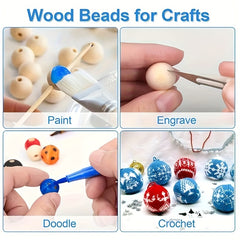 20pcs 20mm Natural Wooden Beads for DIY Crafts and Decorations