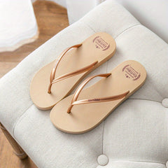 Women's Letter Print Flip Flops Casual Clip Toe Flat Summer Shoes