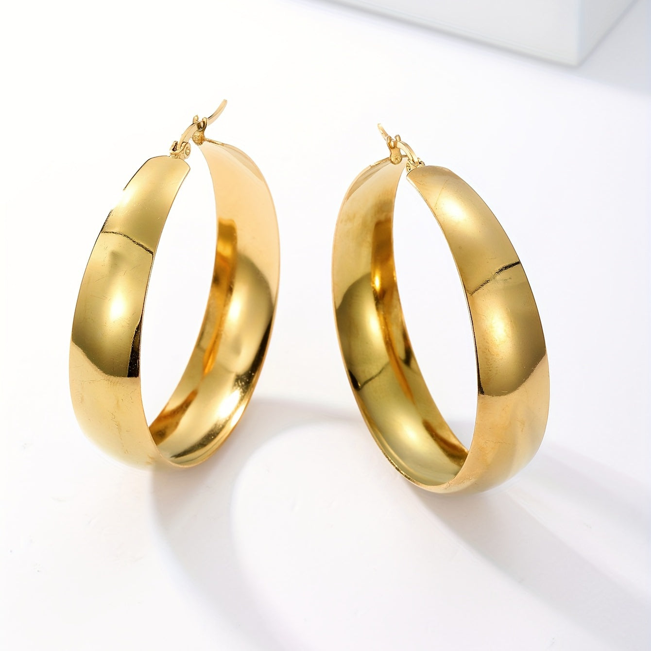 Chunky Hoop Earrings Minimalist Style Stainless Steel 18K Plated
