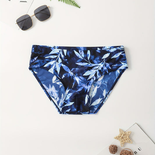 Men's Leaf Pattern Quick drying Swim Shorts for Summer Beach