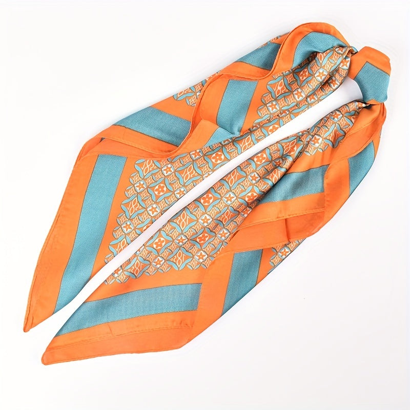 Geometric Floral Bandana Silk Scarf Solid Satin Shawl Neckerchief