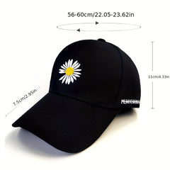 Daisy Embroidery Baseball Cap Adjustable Solid Dad Hats