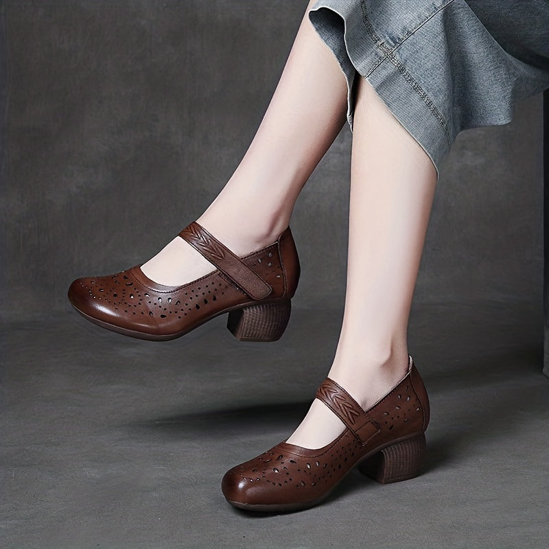 Women's Chunky Heel Hollow Out Casual Shoes