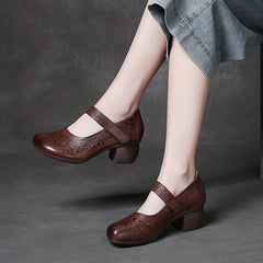 Women's Chunky Heel Hollow Out Casual Shoes