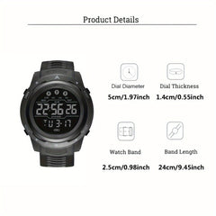 Men's Digital Sports Watch PVC Strap Plastic Case Button Powered