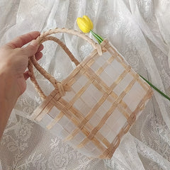 Striped PVC Handbag Large Tote Bag