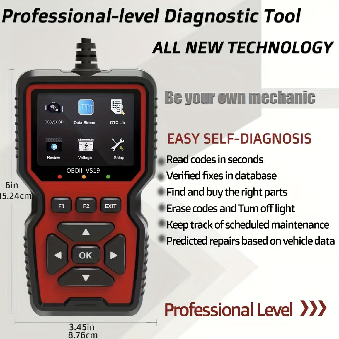 V519 OBD II Diagnostic Scanner Car Fault Detector