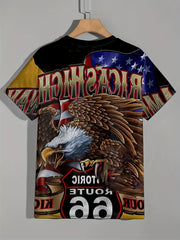 Men's American Flag Print Short Sleeve Tee
