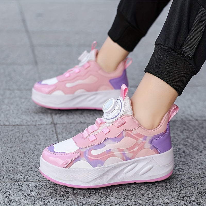 Girl's Roller Shoes with Rotating Buckle Skate Sneakers