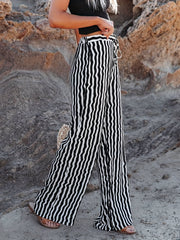  Wide Leg High Stretch Tie Front Loose Pants