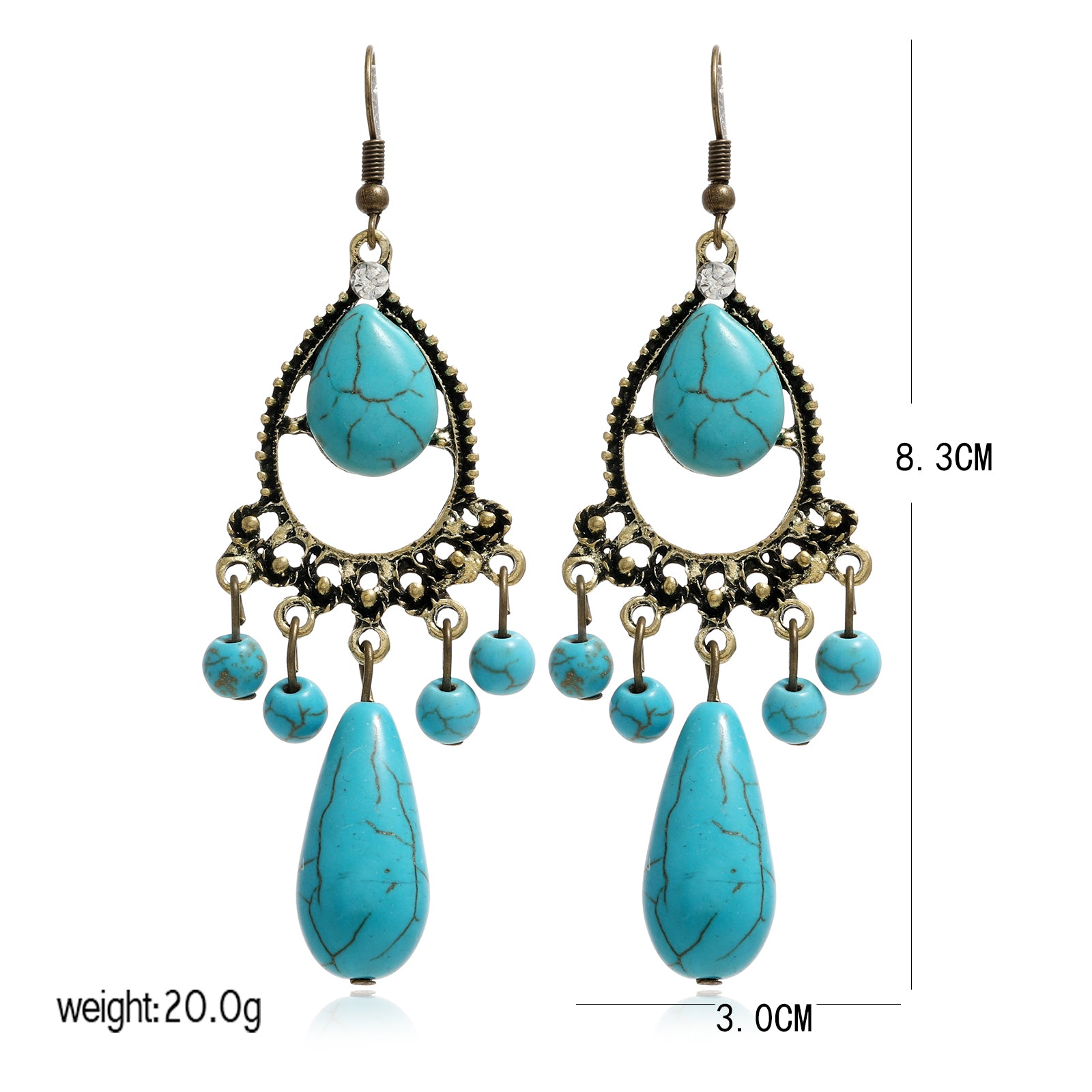 Vintage Boho Turquoise Leaf Dangle Earrings Women's Casual Jewelry