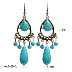 Vintage Boho Turquoise Leaf Dangle Earrings Women's Casual Jewelry