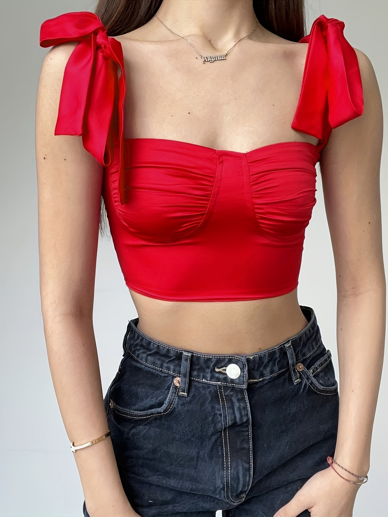 Knotted Cropped Tank Top Casual Slim Low Cut Tank Top