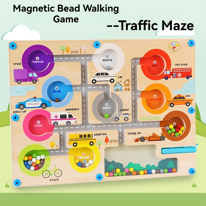 Magnetic Bead Walking Game Traffic Maze Toy Colorful Educational Gift